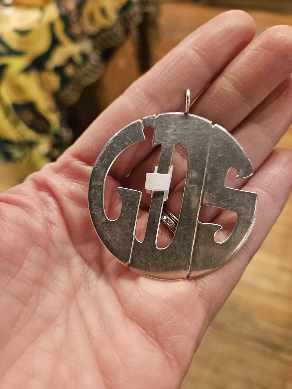 Vintage Sterling Initials pendant GDS initials keychain Lenore Doscow
