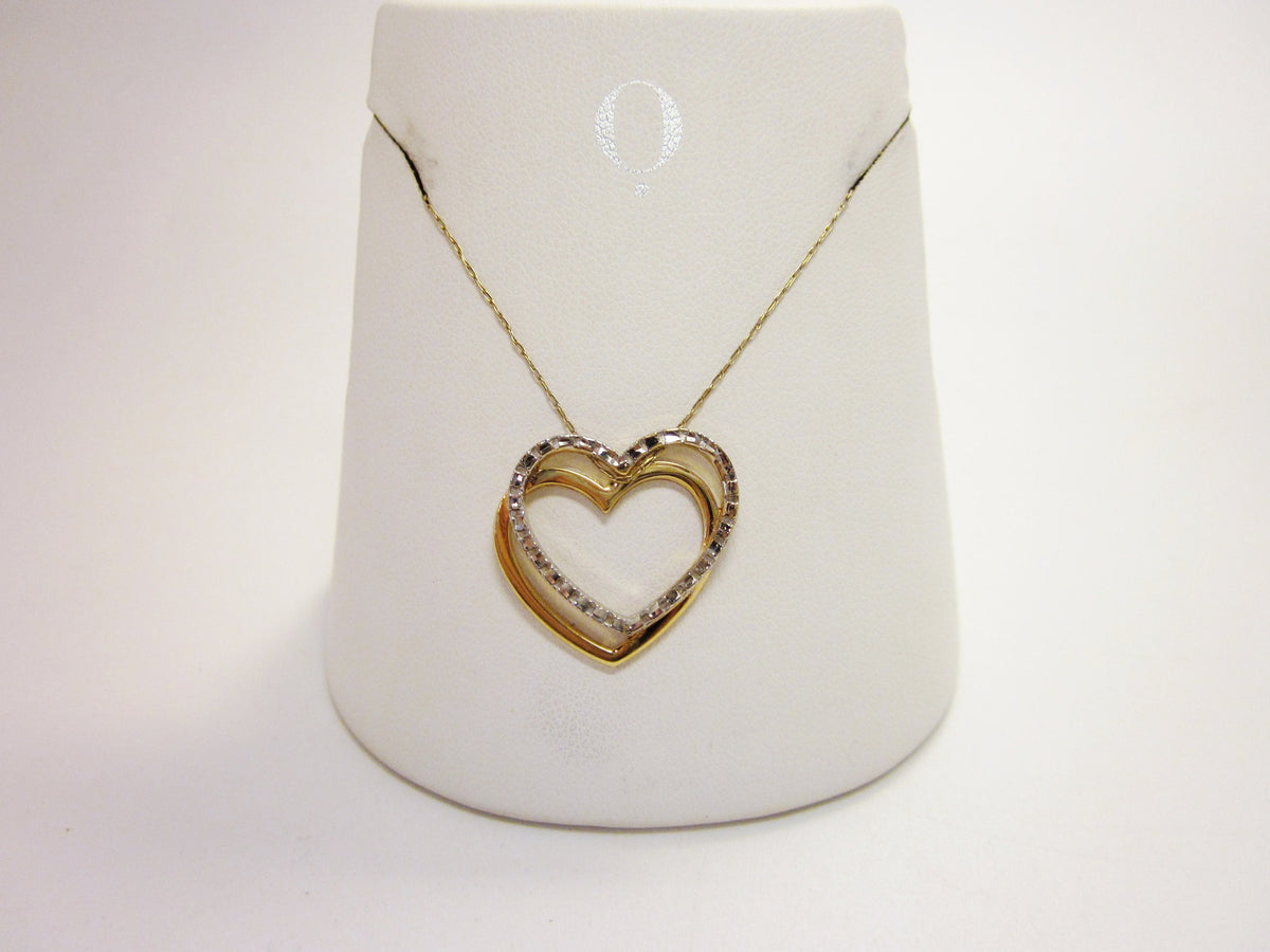 Vintage Michael Anthony 14K Gold Interlocking Hearts Necklace, 20 Inch Chain