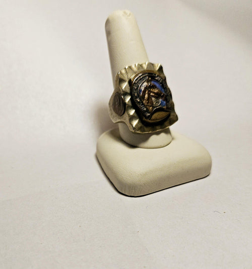 1940s Mens Mexican Biker Ring  knuckle Duster lucky horseshoe ring. size 11