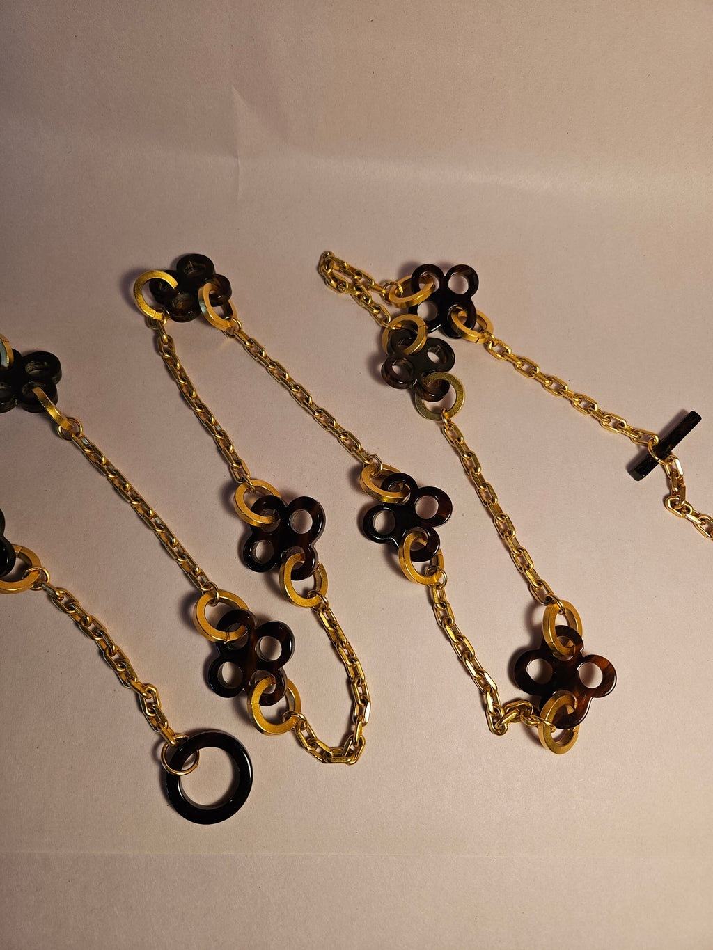 Vintage Karl Lagerfeld Paris Faux Tortoiseshell Charm Chain Necklace or Belt