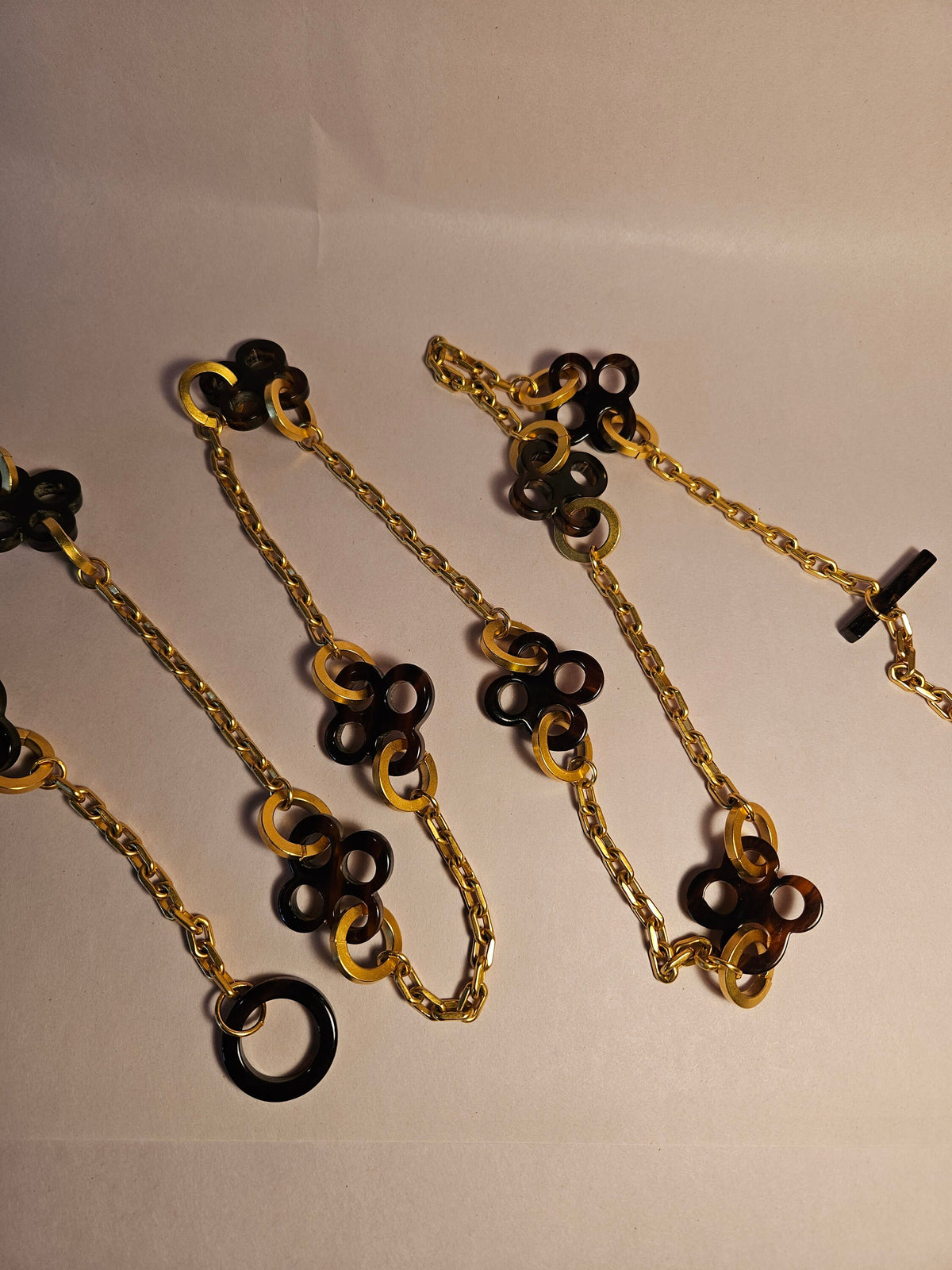 Vintage Karl Lagerfeld Paris Faux Tortoiseshell Charm Chain Necklace or Belt