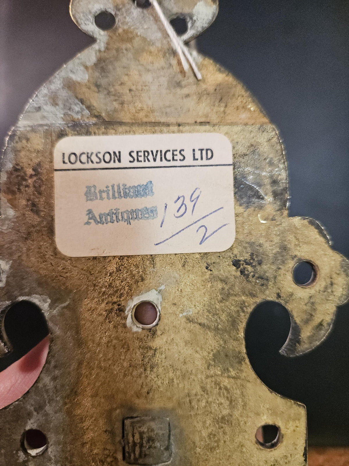 Antique Brass Coat Hook with engraved number