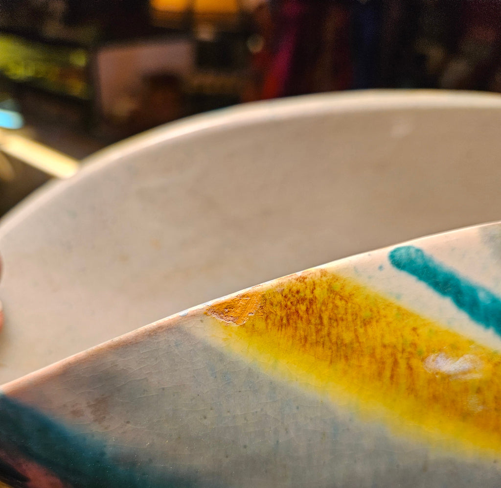 Mid century Alvino Bagni for Raymor Glazed Large Pottery Bowl