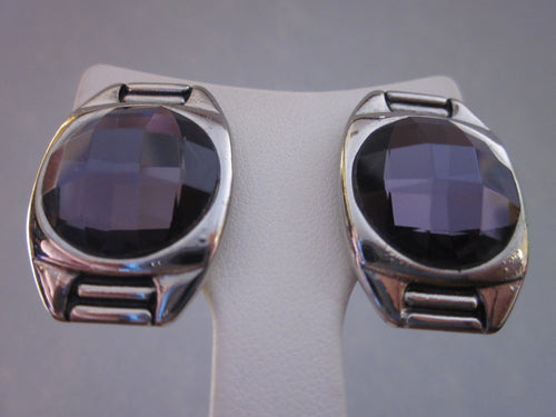 1980s Amethyst purple faceted glass clip on earrings