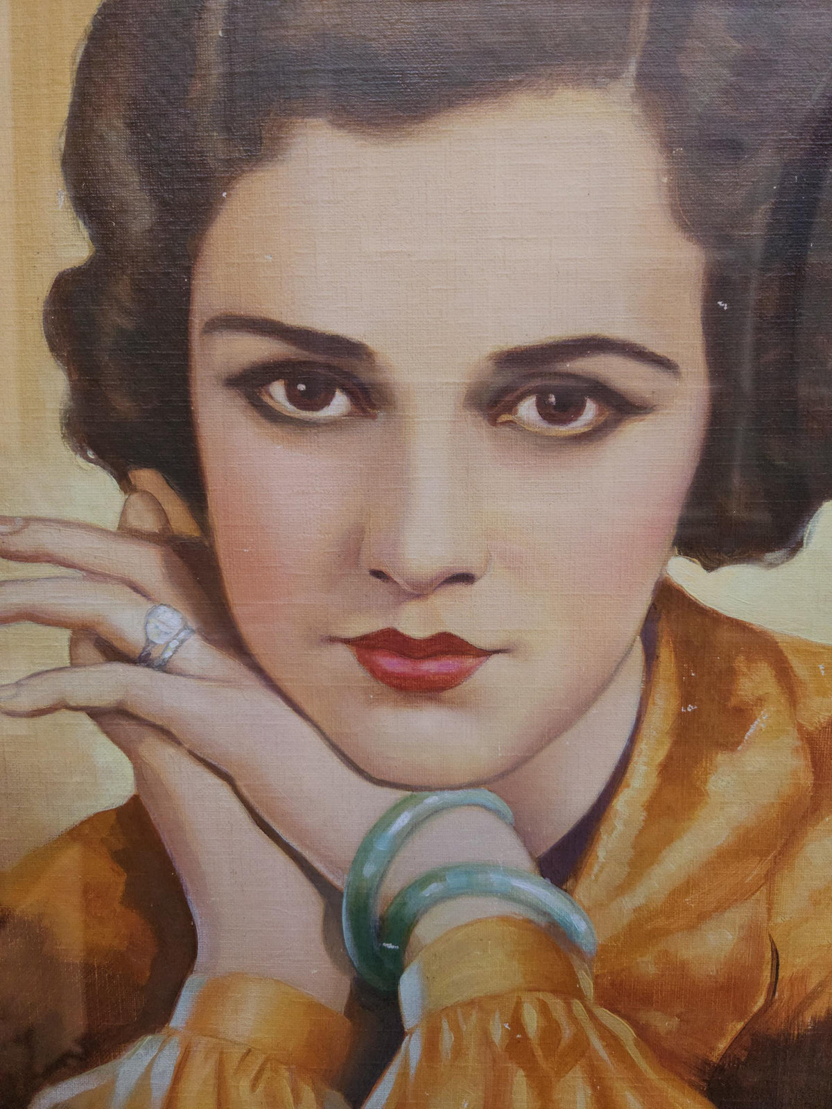 Vintage art deco starlet portrait painting