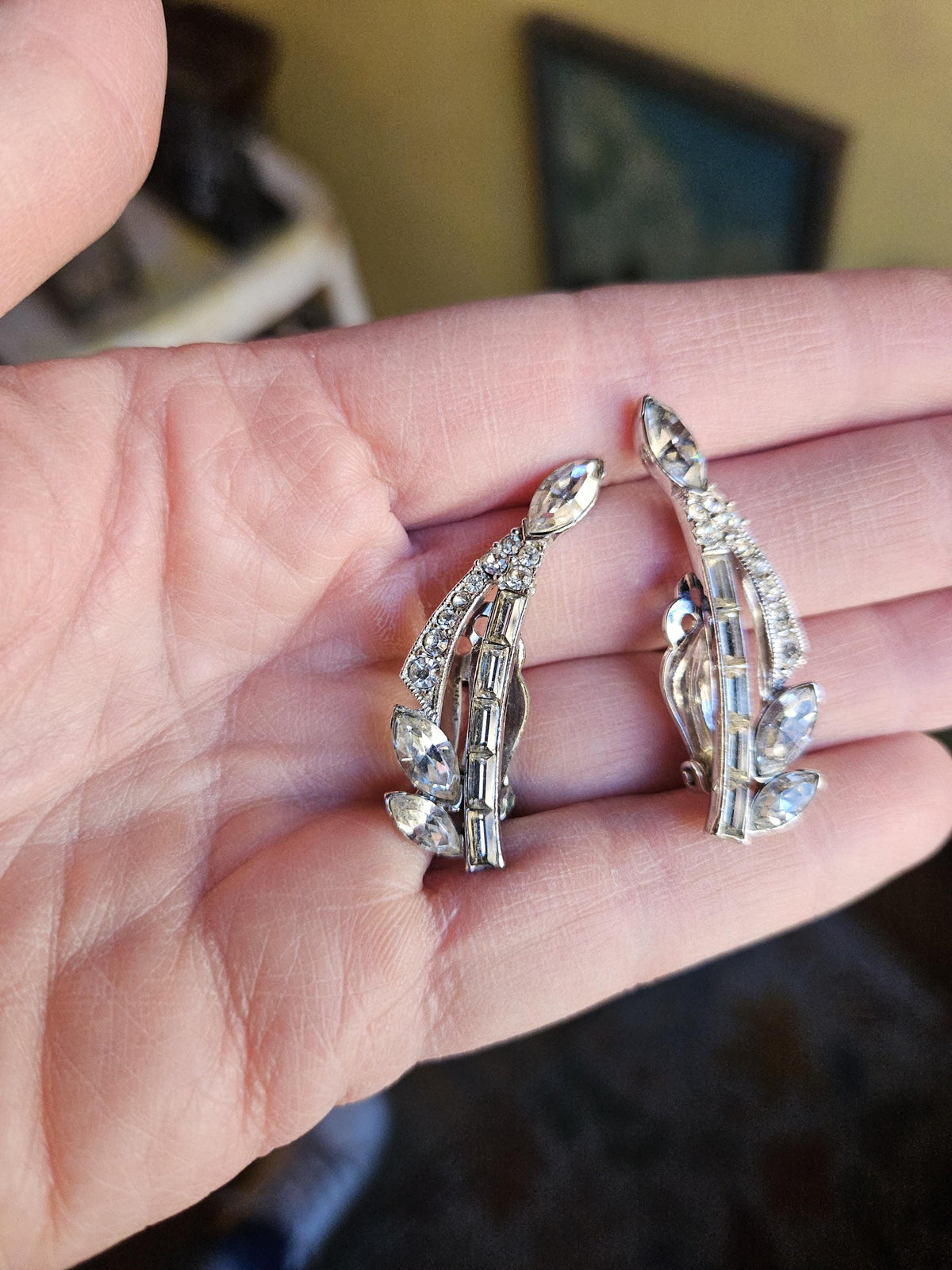 Vintage Bogoff Rhinestone Necklace Earring Set demi-parure on original Bogoff box