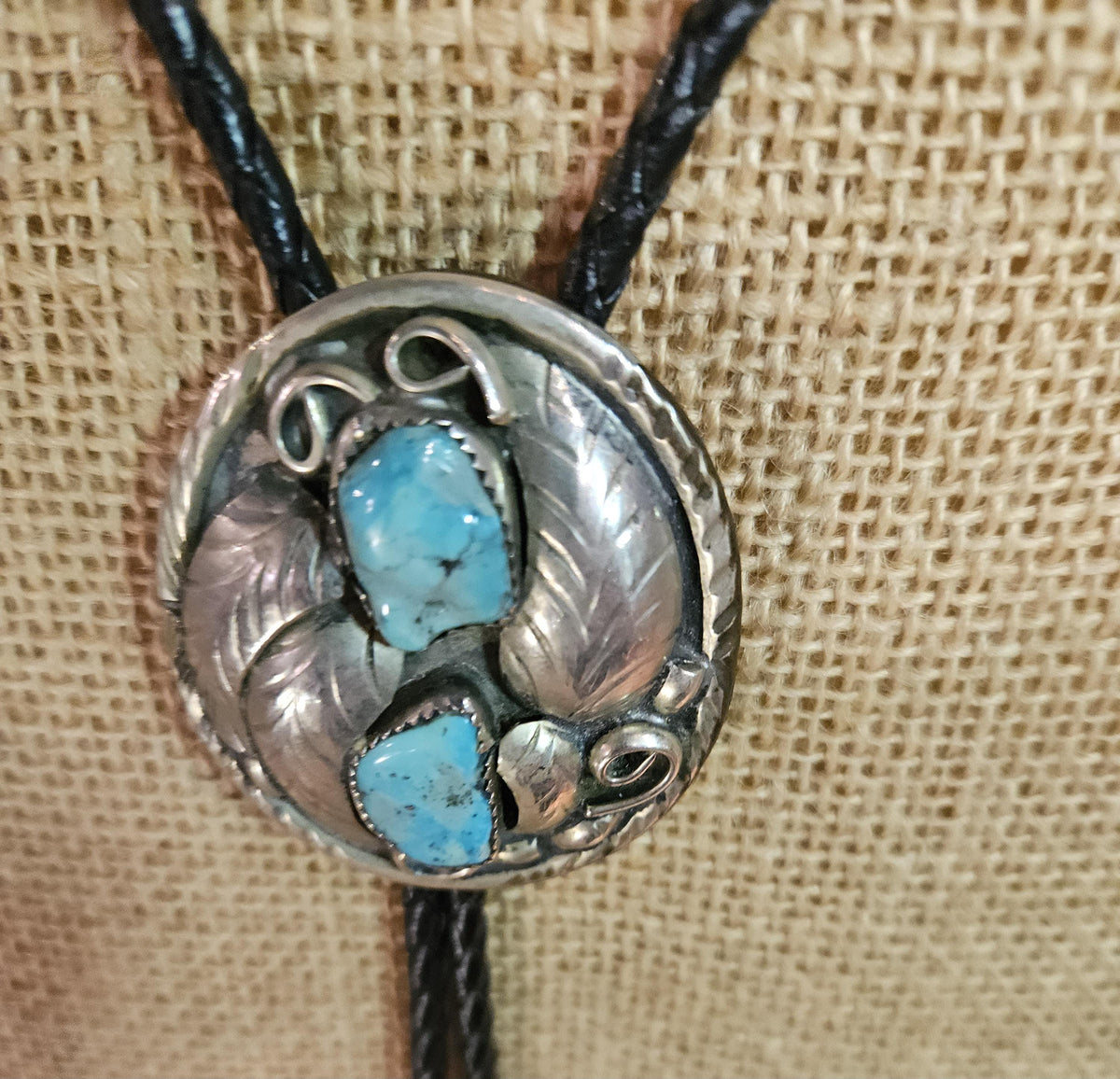 Vintage Native American Sterling Turquoise Bolo Tie or Necklace