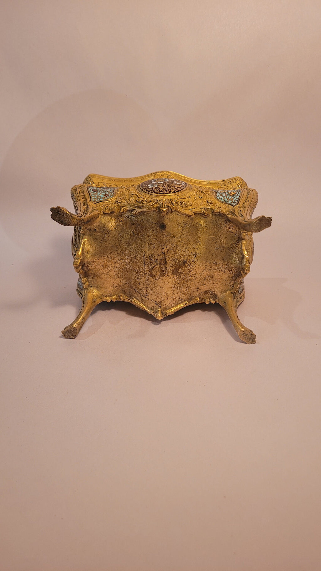 Antique French Ormolu Bronze Champleve Jardiniere, Victorian Planter