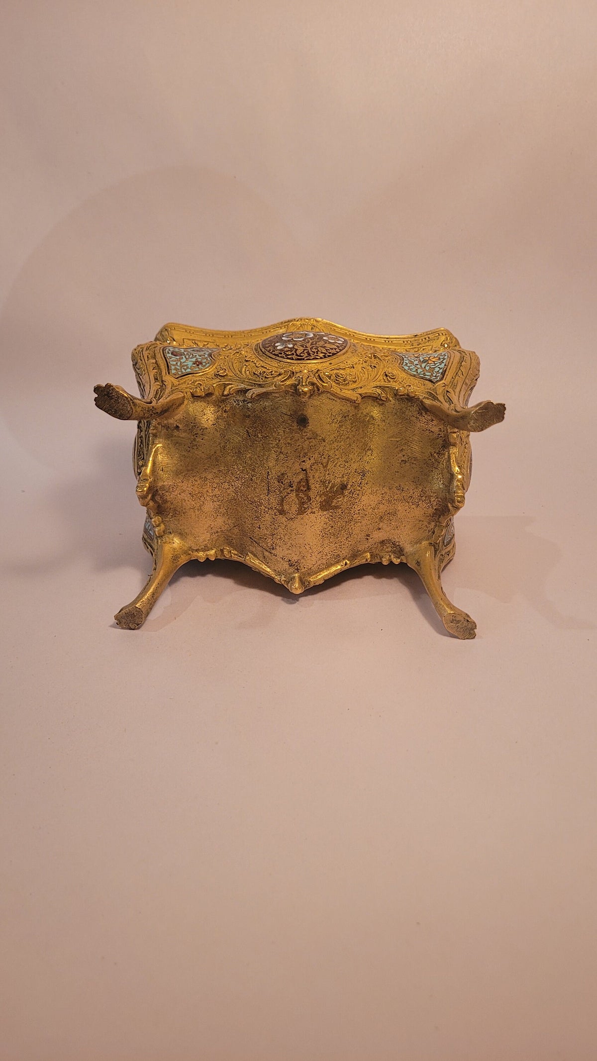 Antique French Ormolu Bronze Champleve Jardiniere, Victorian Planter