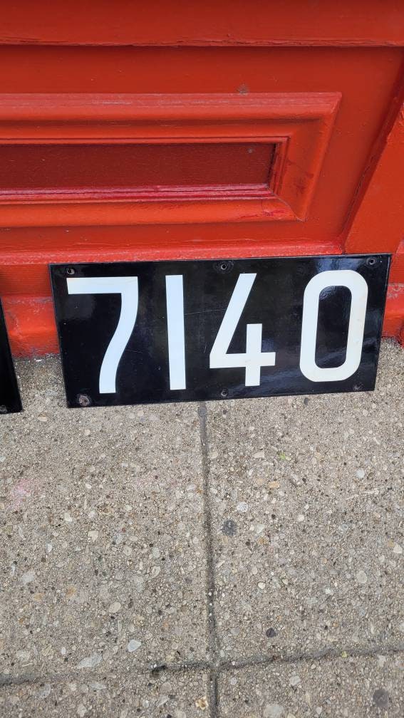 Mid Century Porcelain NYC Subway Sign, 7140, Pair