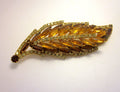 Vintage Juliana Rhinestone Leaf Brooch, Amber & Brown, 1950s Mid-Century