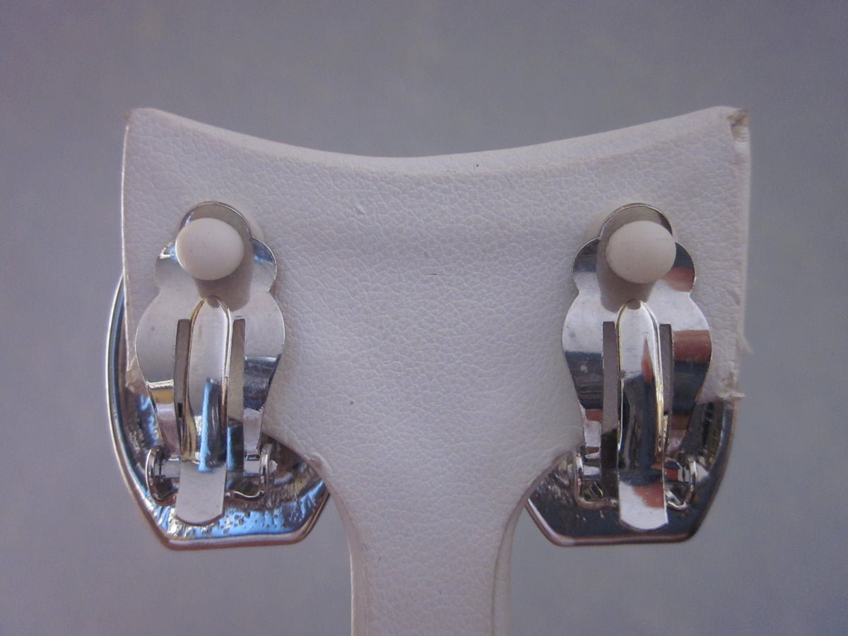 1980s Amethyst purple faceted glass clip on earrings