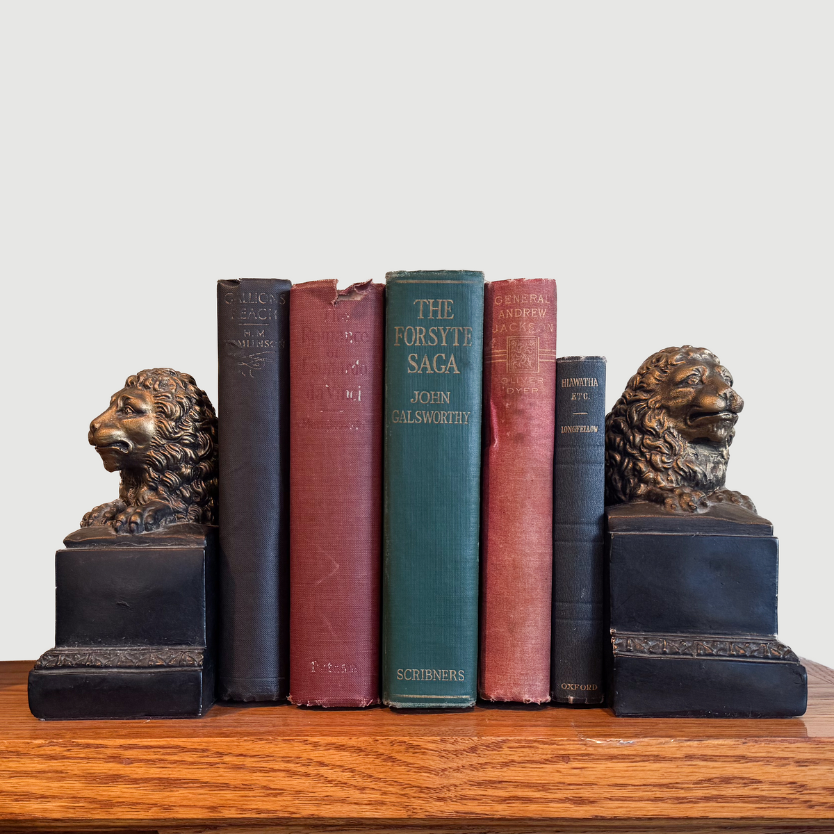 Vintage Borghese Plaster Case Gold Gild Lion Bookends