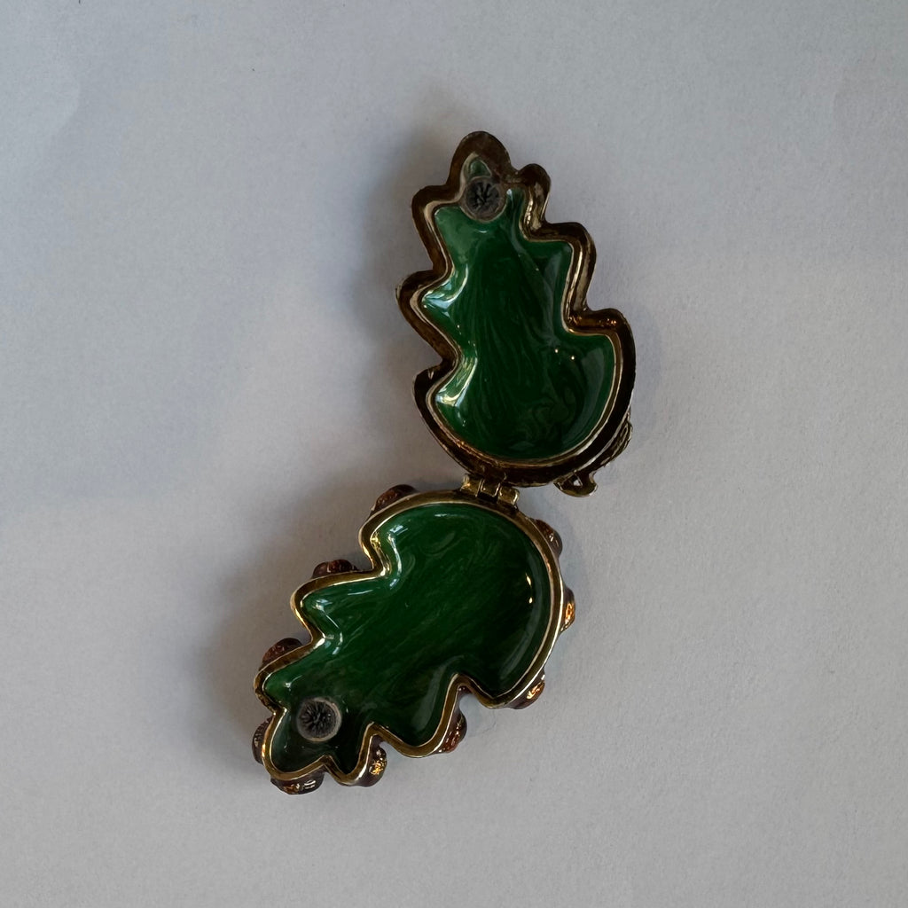 Monet Enamel Leaf Rhinestone Keepsake Box