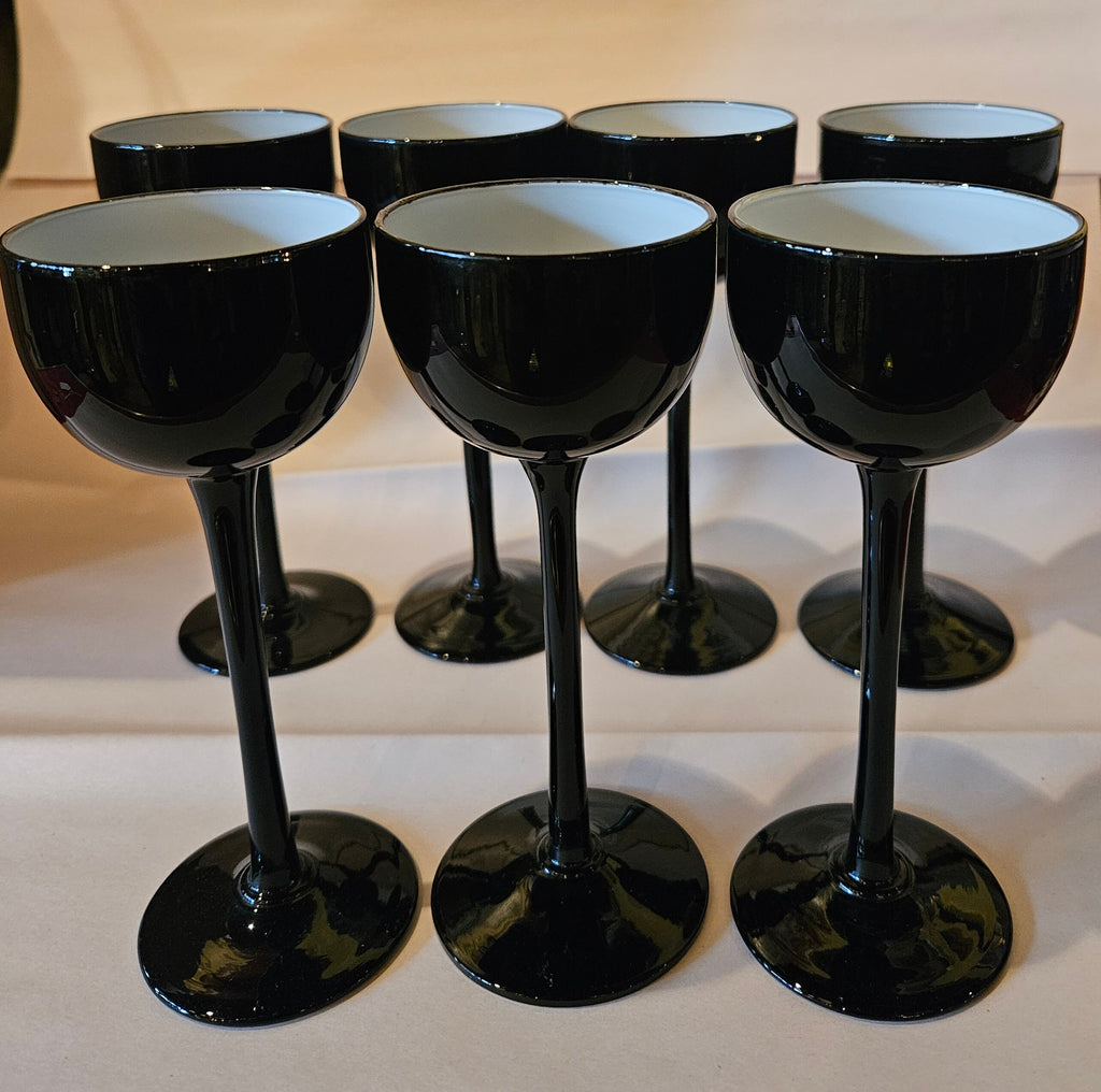 Mid century Carlo Moretti Venetian cased glass stemware cordials set of 7