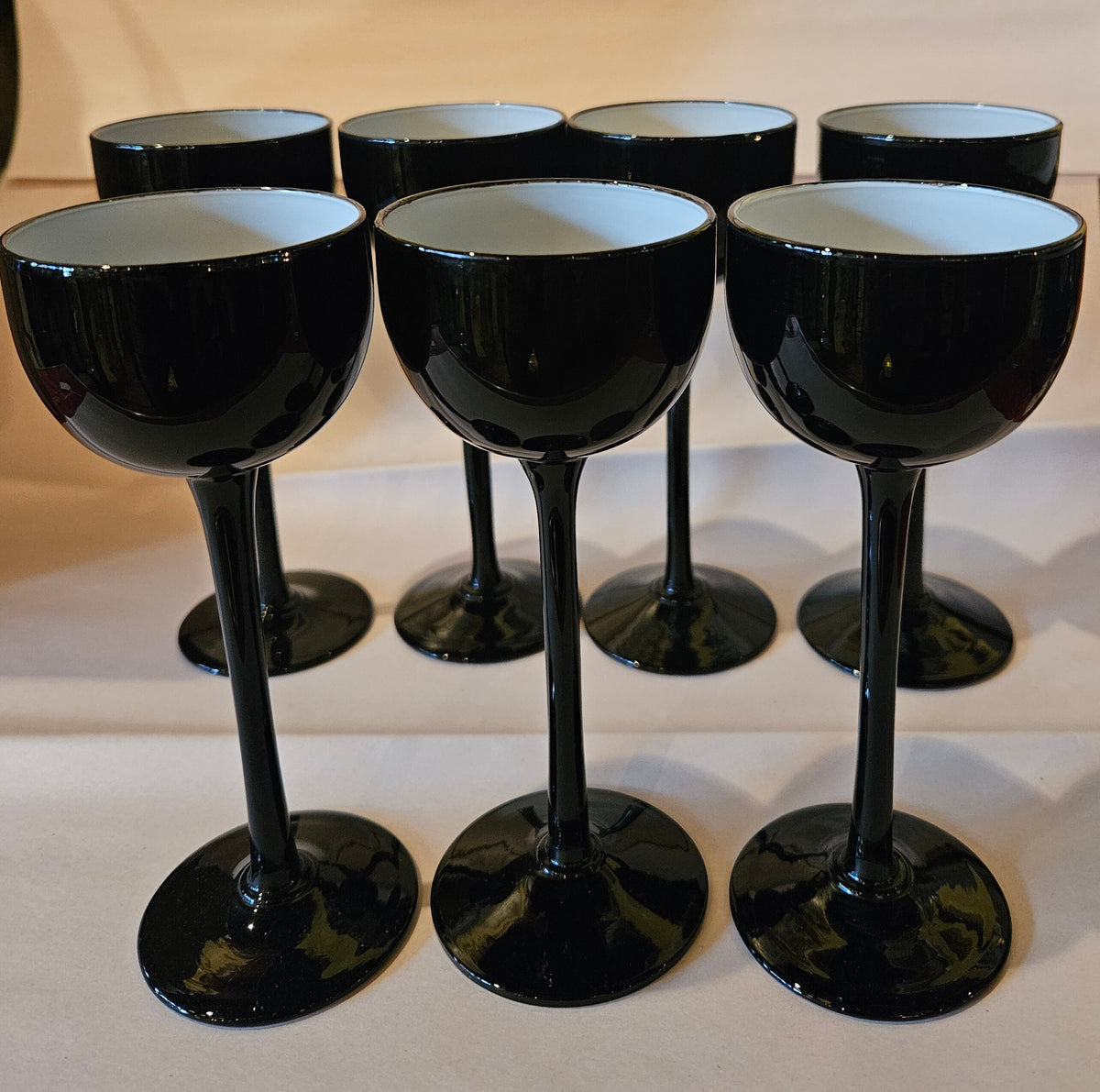 Mid century Carlo Moretti Venetian cased glass stemware cordials set of 7