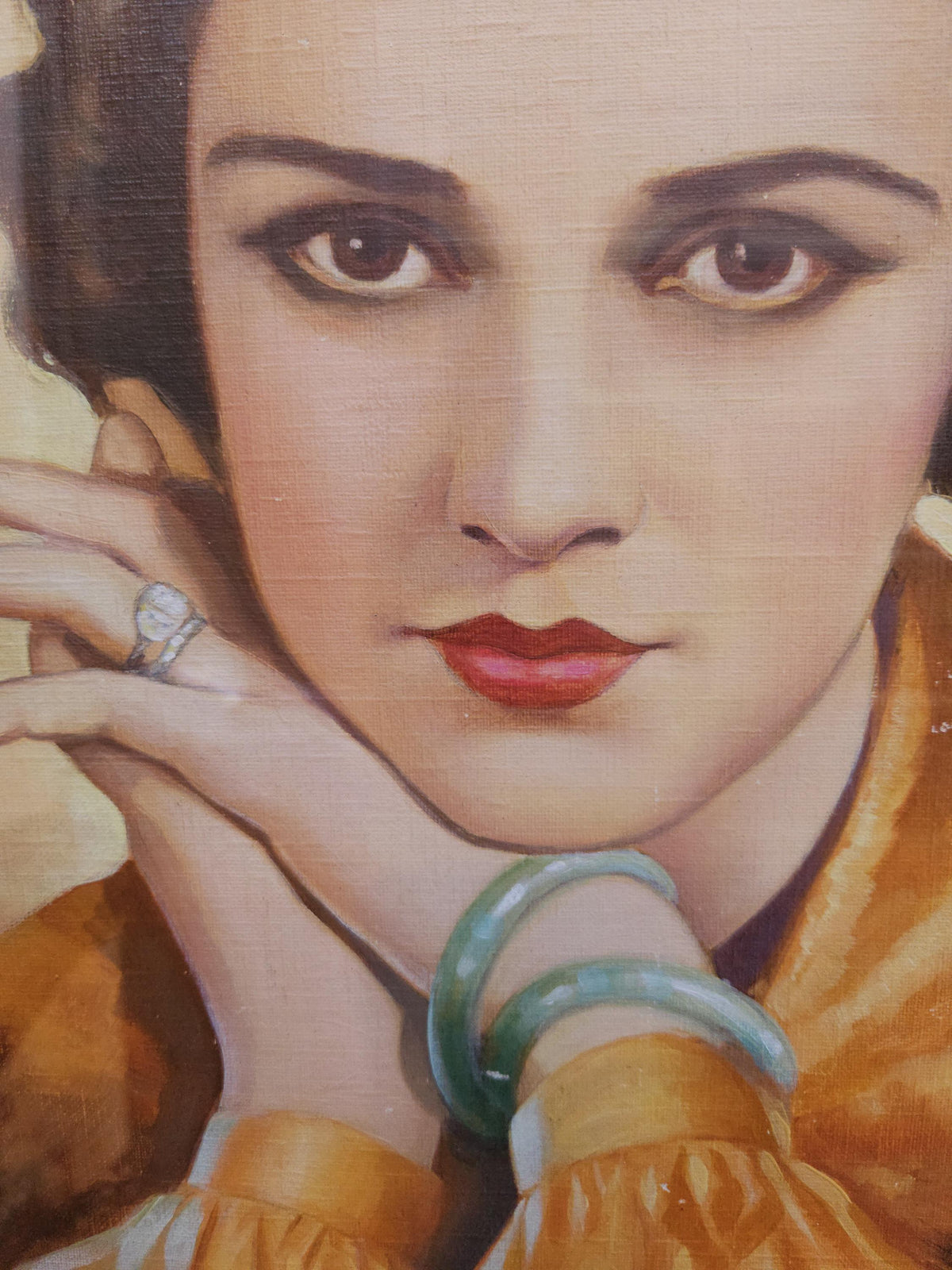 Vintage art deco starlet portrait painting
