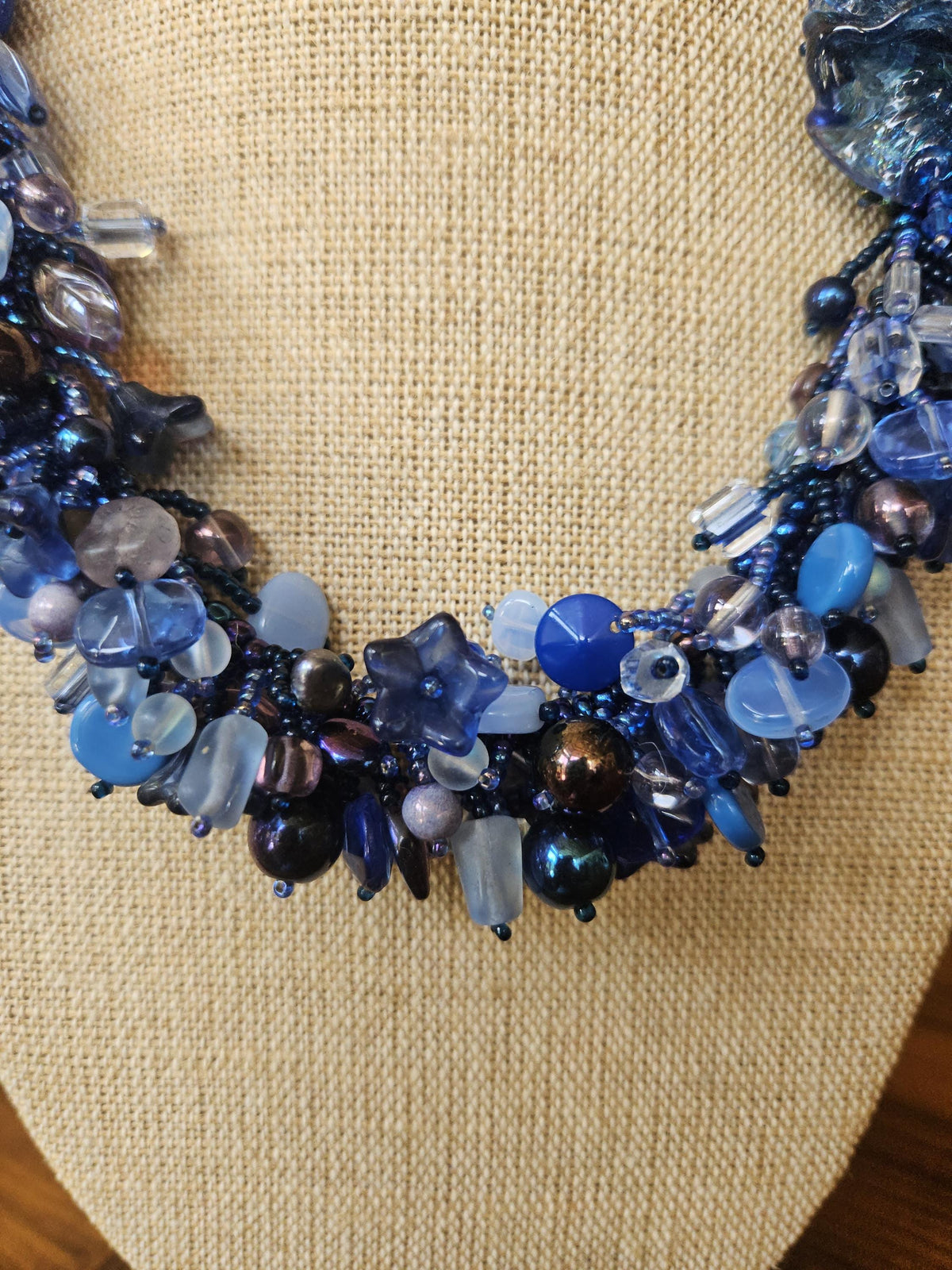 Vintage beaded Azure, cobalt, cerulean Blue necklace