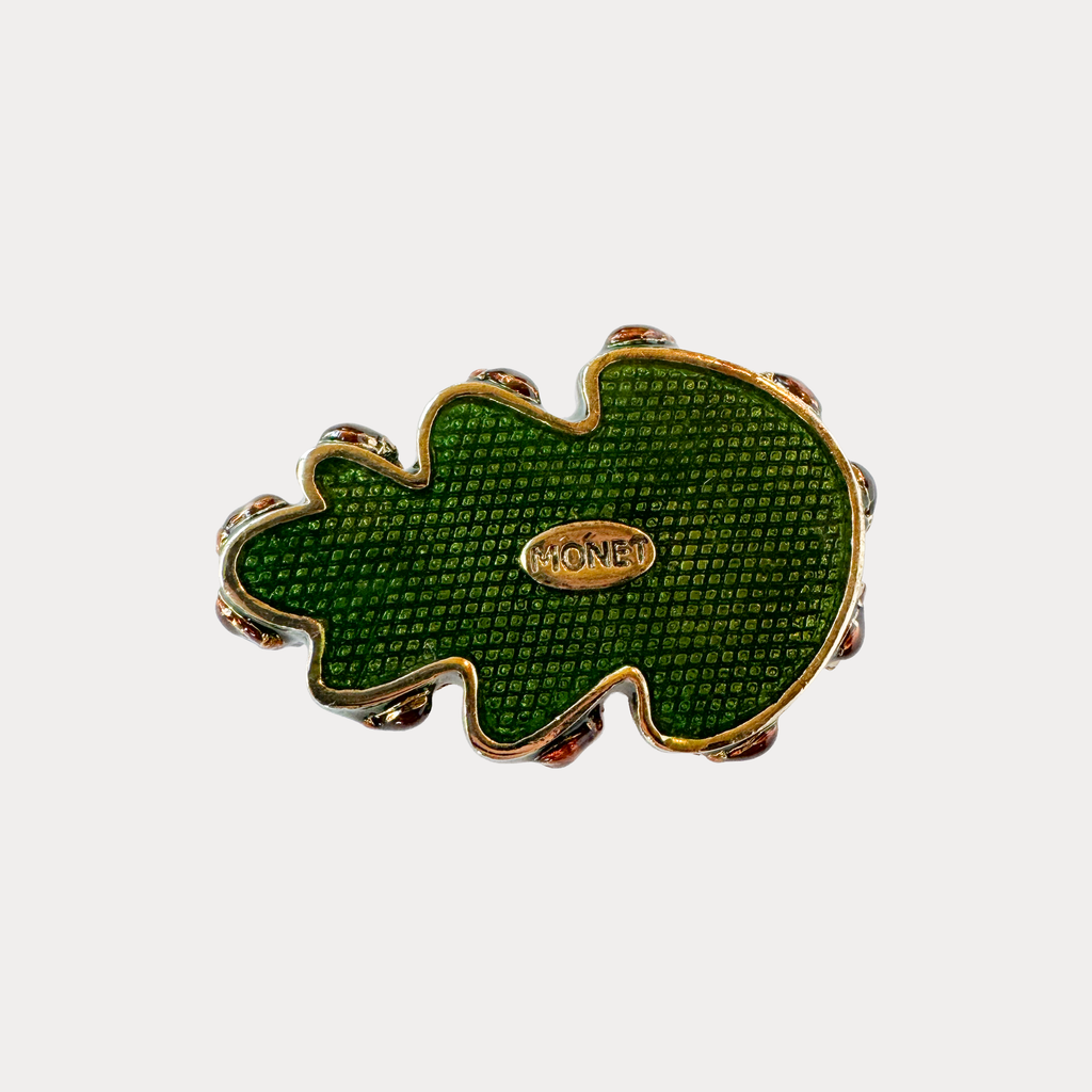Monet Enamel Leaf Rhinestone Keepsake Box