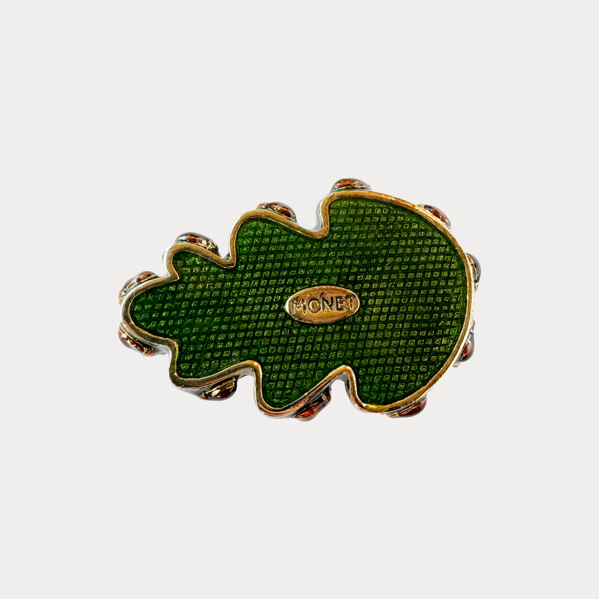 Monet Enamel Leaf Rhinestone Keepsake Box