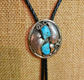 Vintage Native American Sterling Turquoise Bolo Tie or Necklace