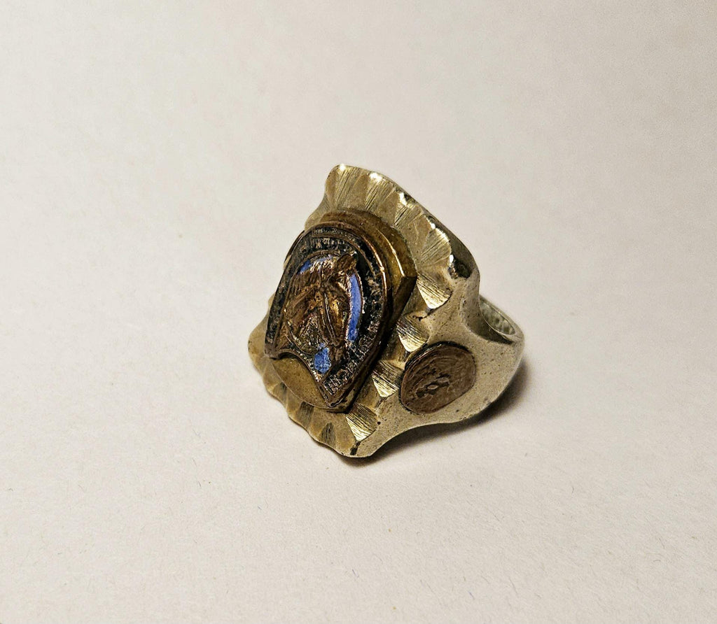 1940s Mens Mexican Biker Ring  knuckle Duster lucky horseshoe ring. size 11