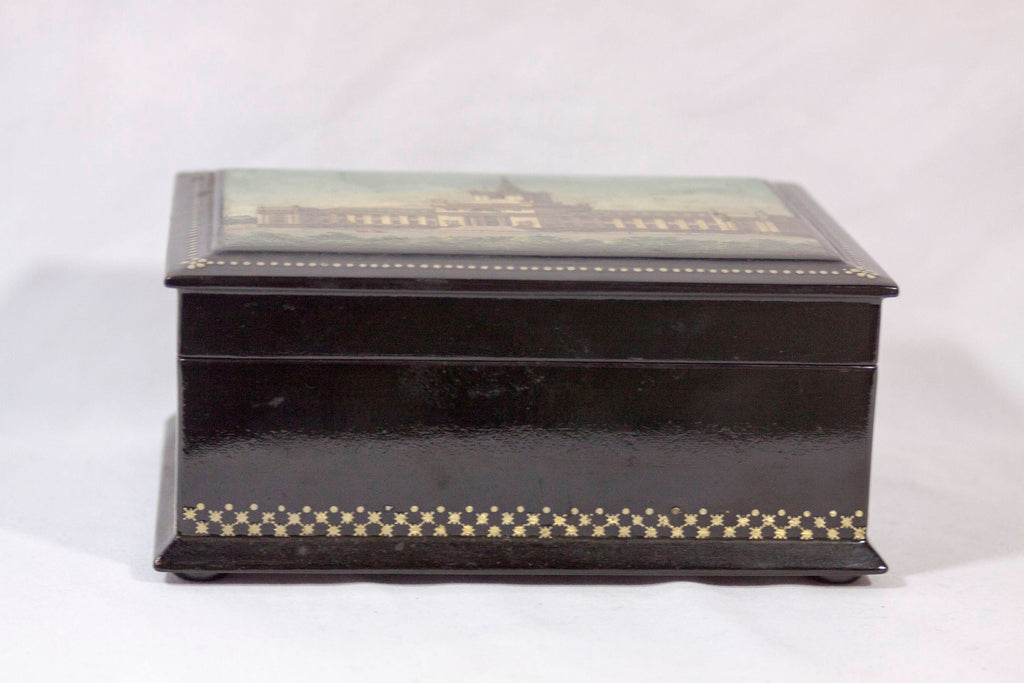 Vintage Hand Painted Russian Lacquer Box, Jewelry Box