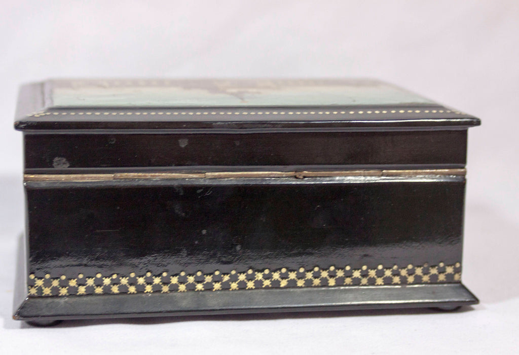 Vintage Hand Painted Russian Lacquer Box, Jewelry Box