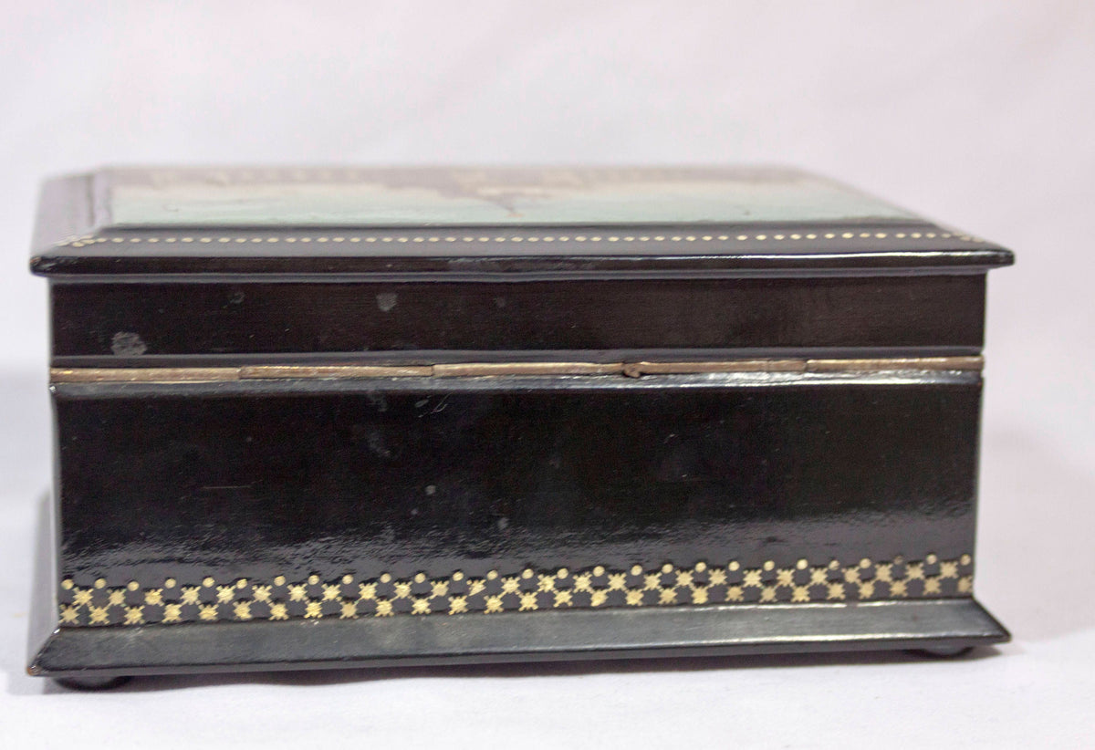 Vintage Hand Painted Russian Lacquer Box, Jewelry Box