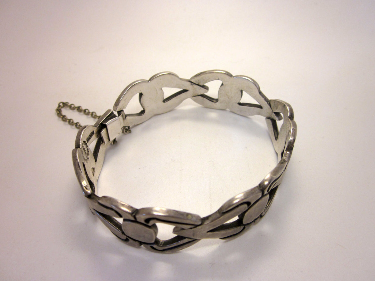 Vintage Jacob de Taxco Sterling Silver Panel Bracelet, Minimalist Openwork