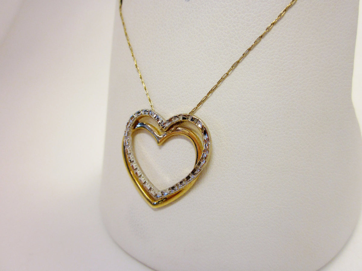 Vintage Michael Anthony 14K Gold Interlocking Hearts Necklace, 20 Inch Chain