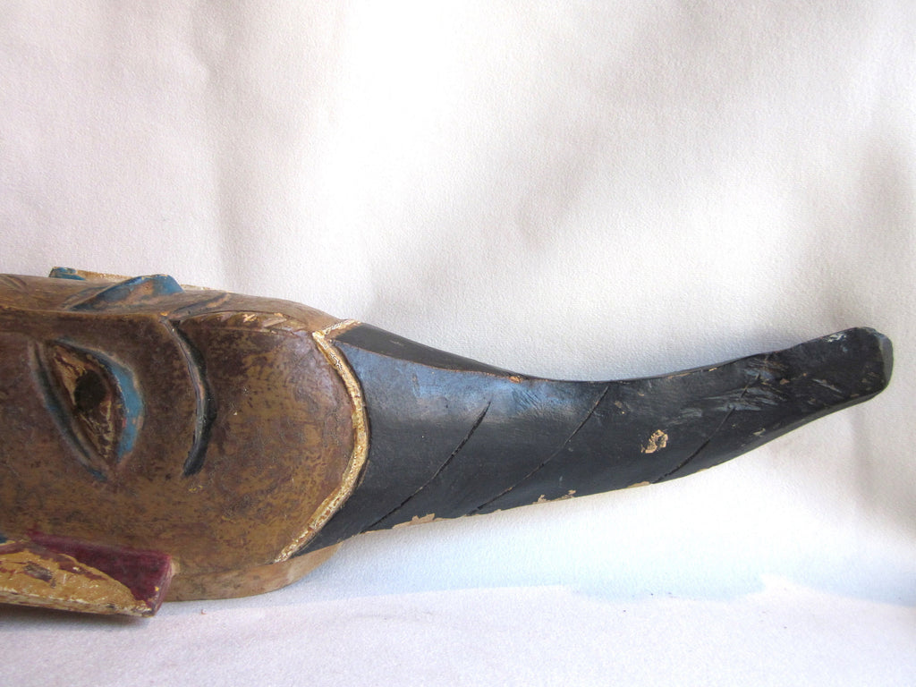 Vintage Baule Portrait Mask, West African Wood Carving, Tribal Art