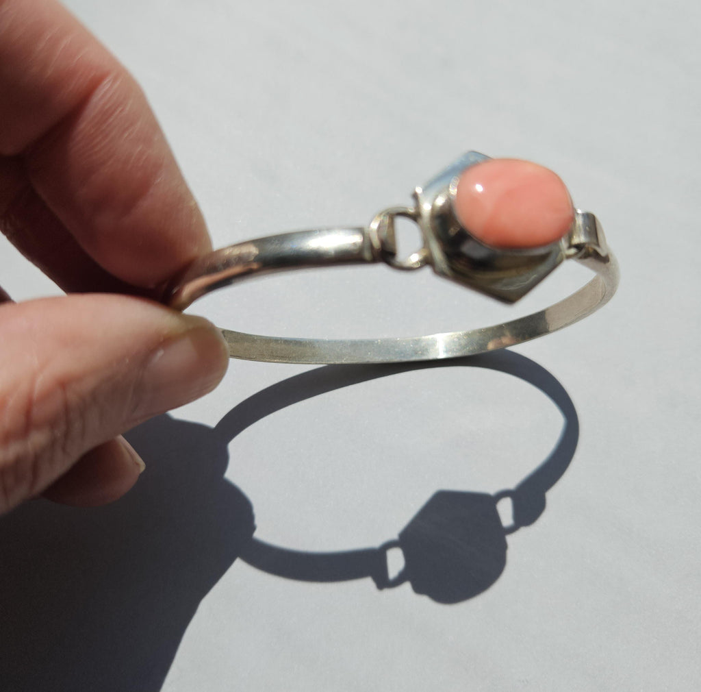 Sterling pink rhodochrosite cuff bracelet