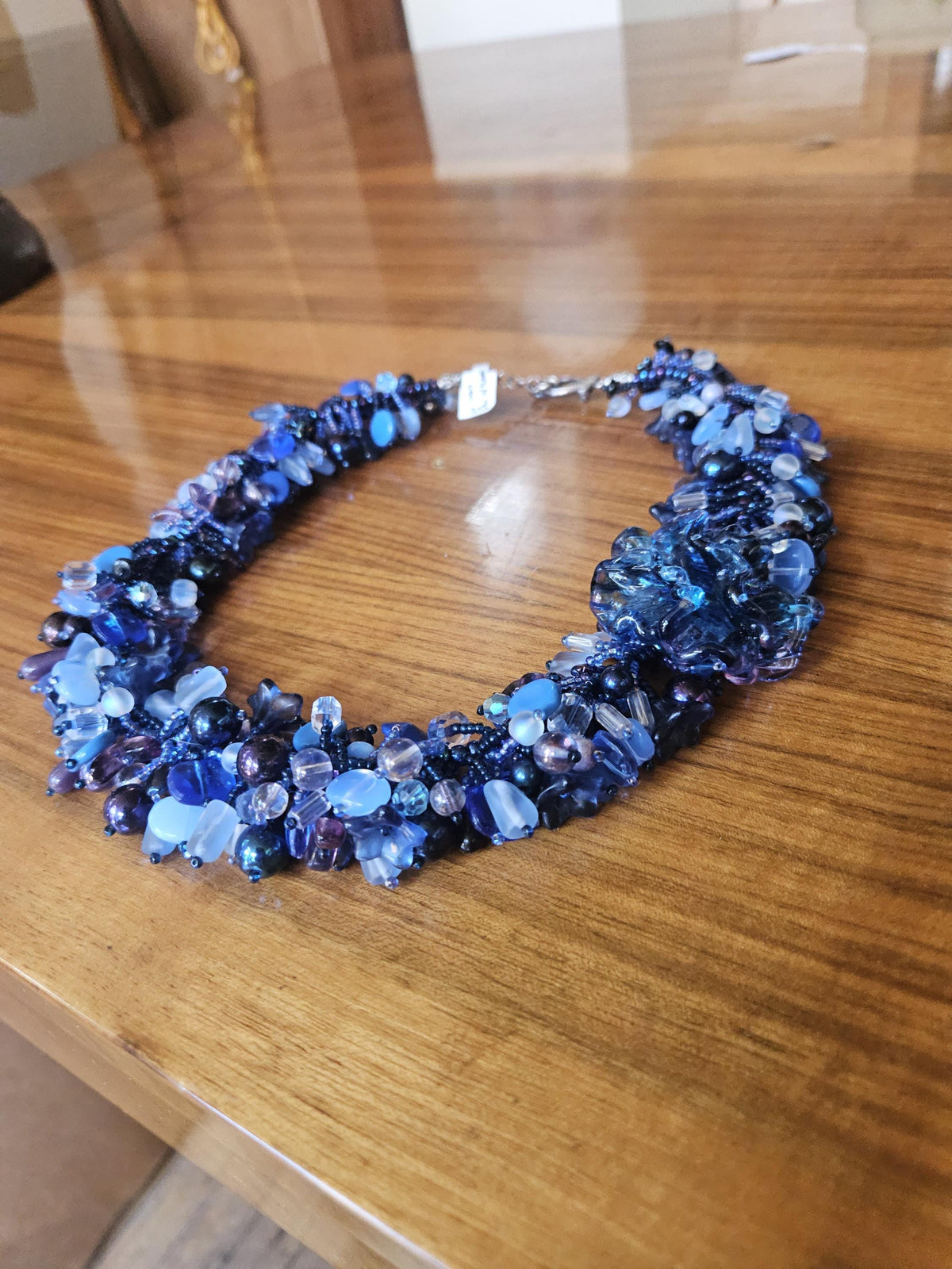 Vintage beaded Azure, cobalt, cerulean Blue necklace