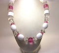 Vintage Monet Necklace, 1980s Pink Lucite Geometric Beaded Rope