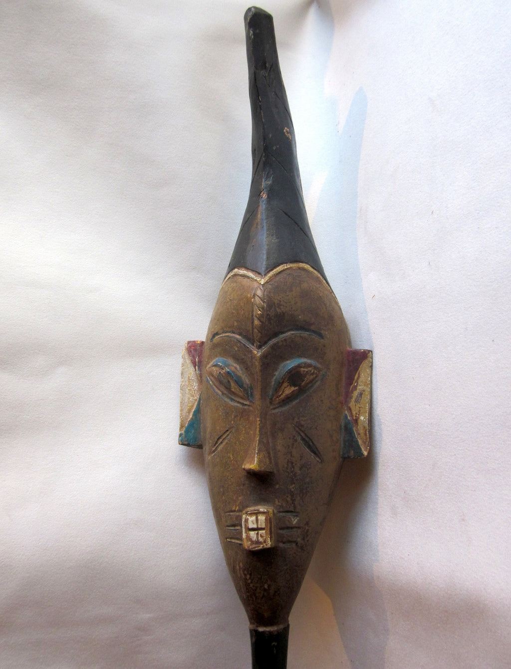 Vintage Baule Portrait Mask, West African Wood Carving, Tribal Art