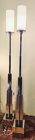 Jules Bouy True Art Deco Skyscraper Pair of Floor Lamps