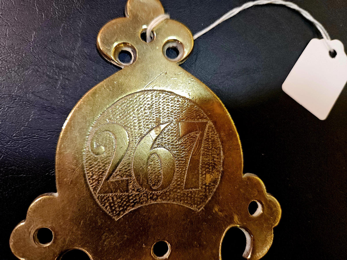 Antique Brass Coat Hook with engraved number