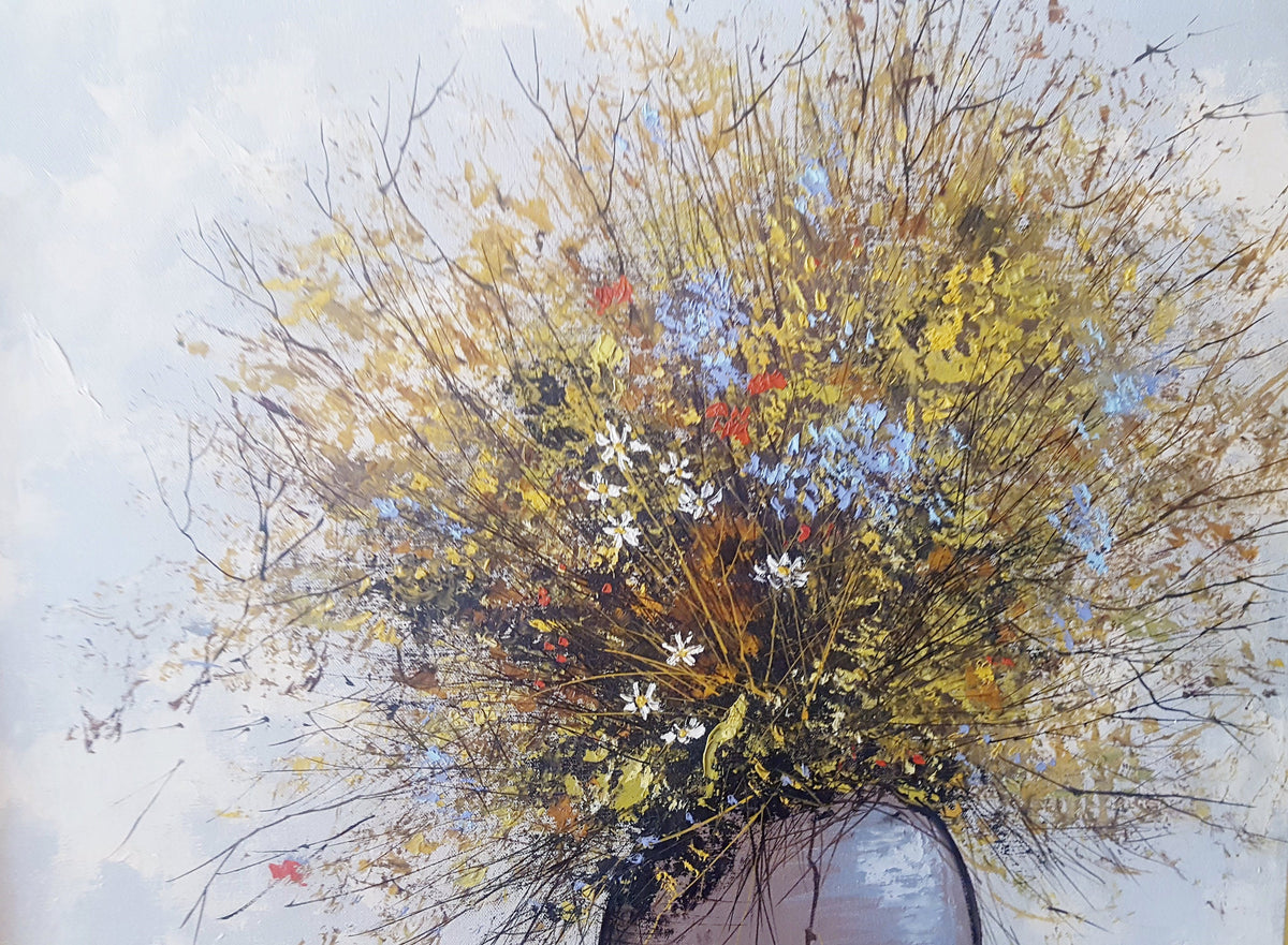 Vintage Antonio Candelas Floral Oil Painting, Mid-Century Modern Art (3x2 ft)
