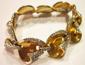 Vintage Goldtone Rhinestone Shell Linked Bracelet