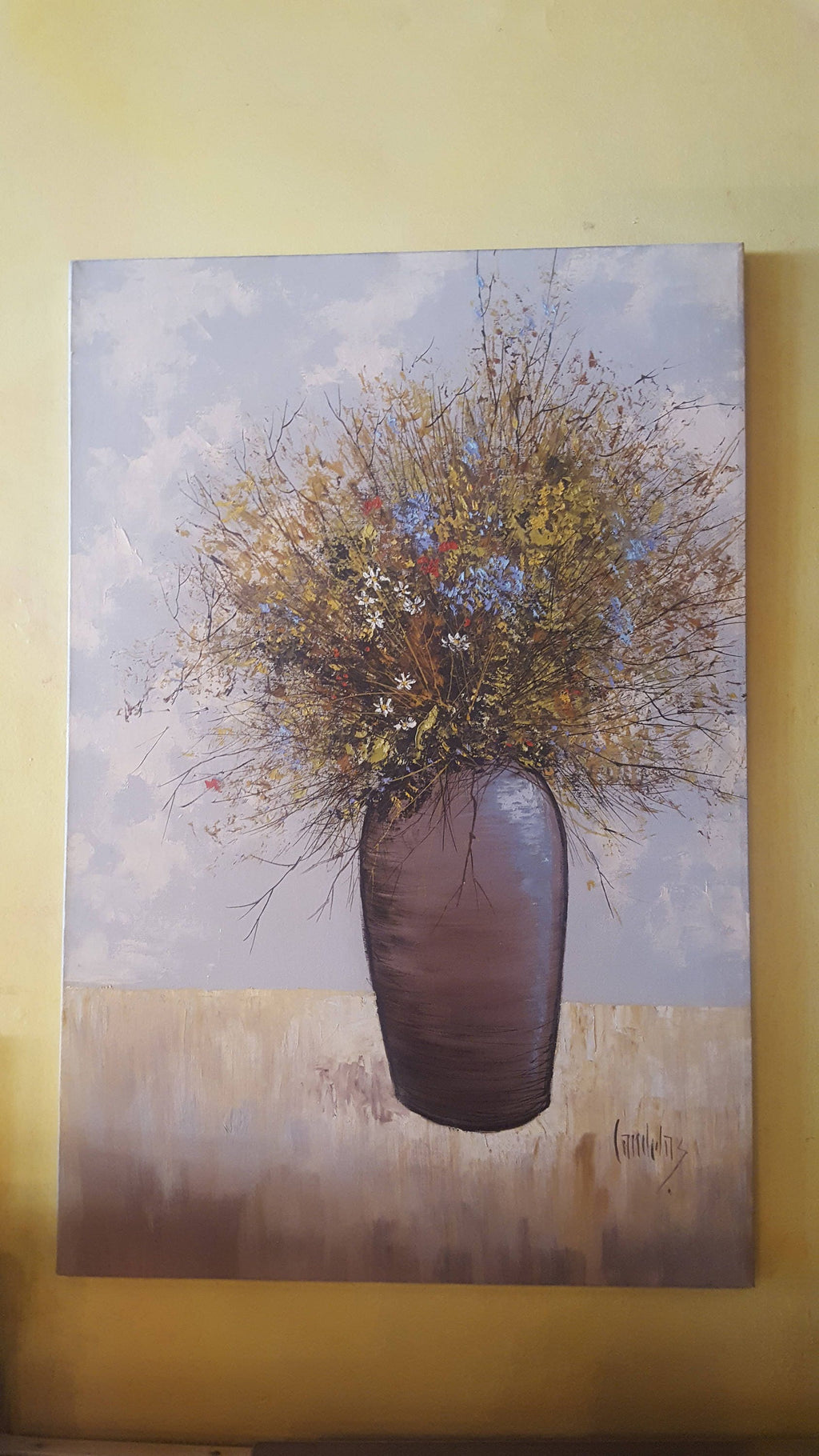 Vintage Antonio Candelas Floral Oil Painting, Mid-Century Modern Art (3x2 ft)