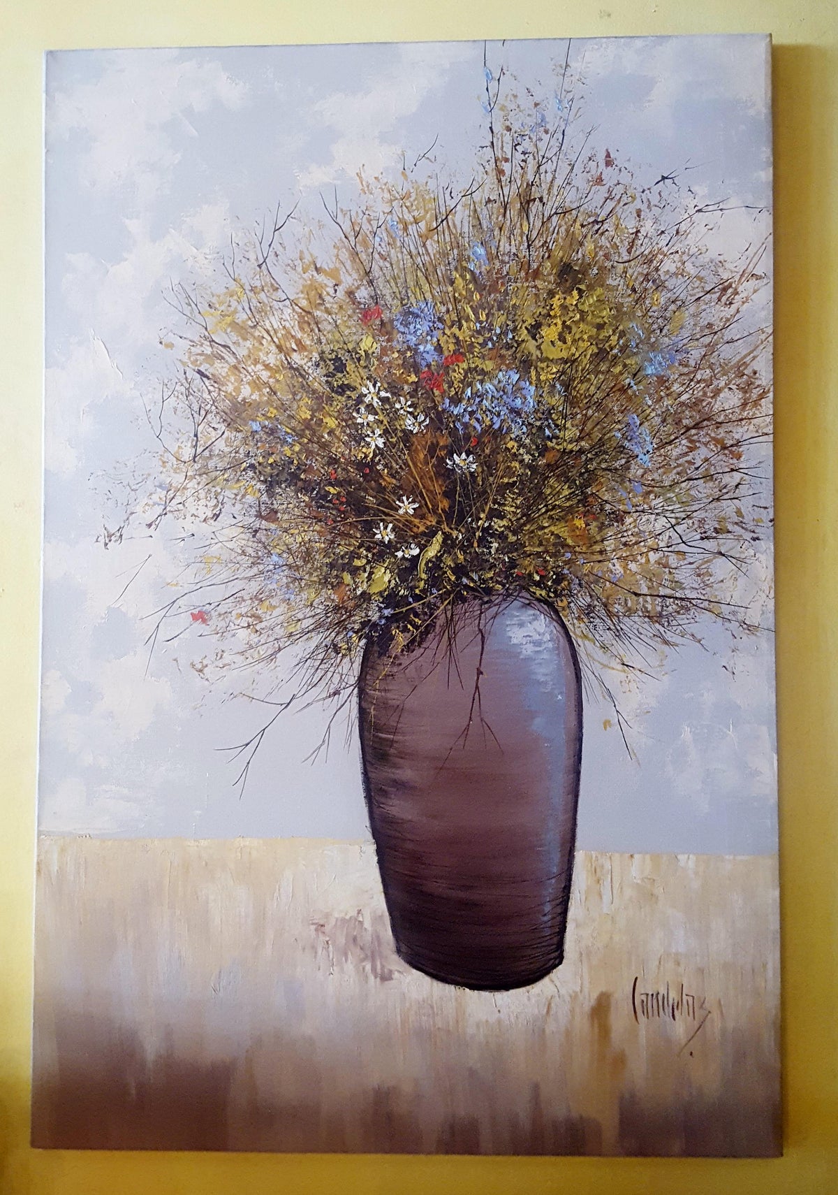 Vintage Antonio Candelas Floral Oil Painting, Mid-Century Modern Art (3x2 ft)