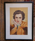 Vintage art deco starlet portrait painting