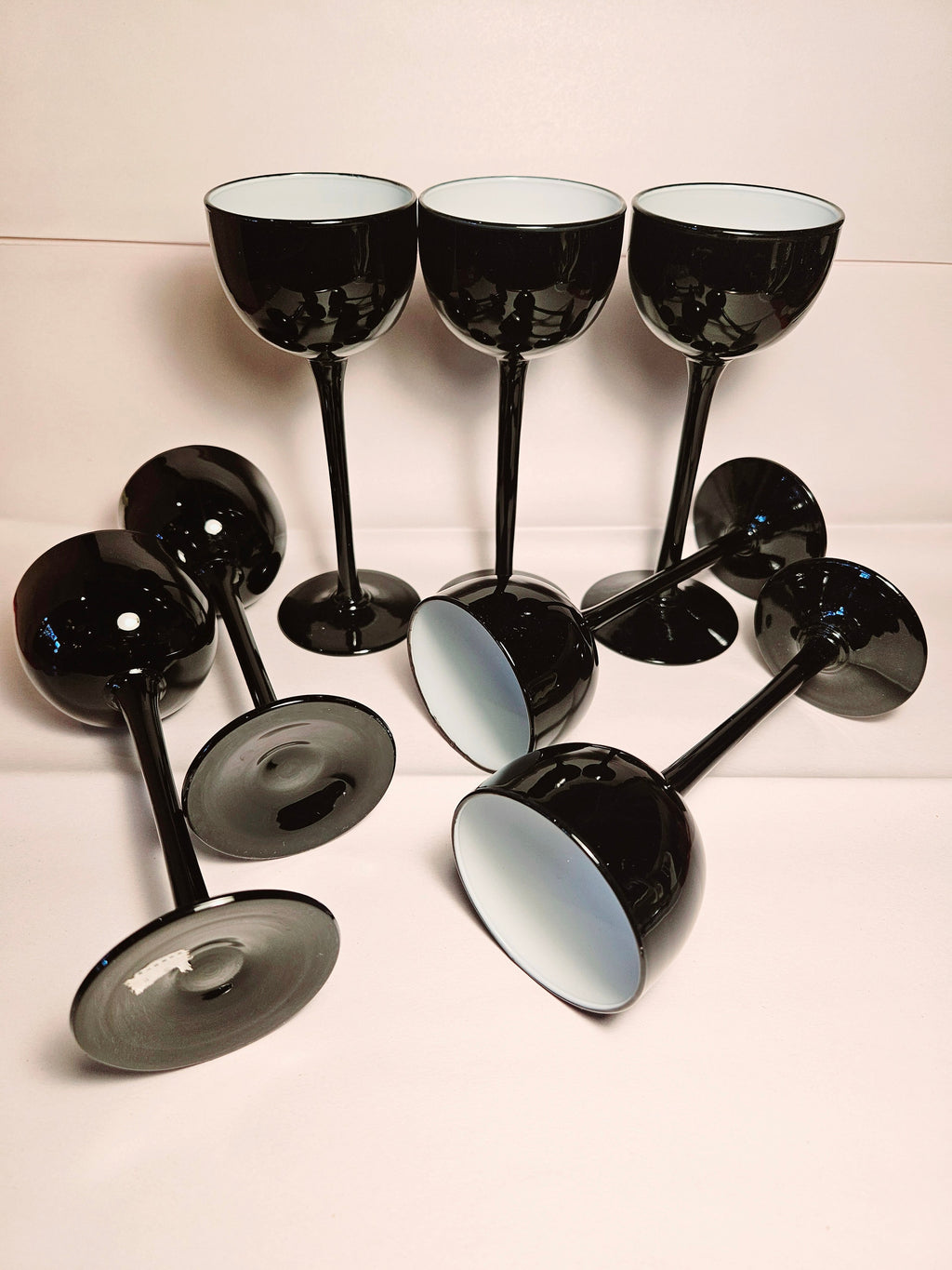 Mid century Carlo Moretti Venetian cased glass stemware cordials set of 7