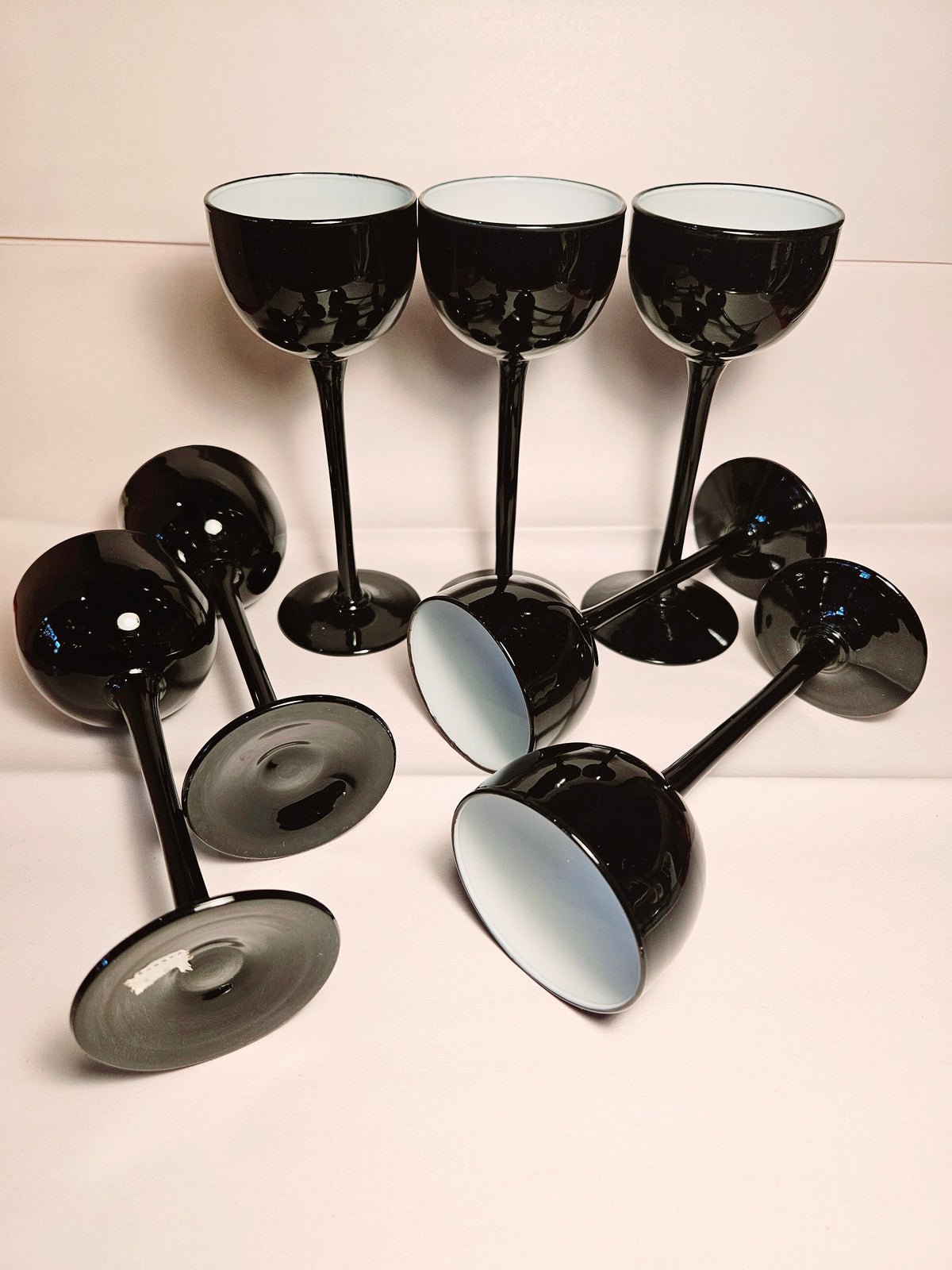 Mid century Carlo Moretti Venetian cased glass stemware cordials set of 7