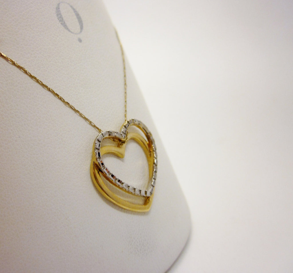 Vintage Michael Anthony 14K Gold Interlocking Hearts Necklace, 20 Inch Chain