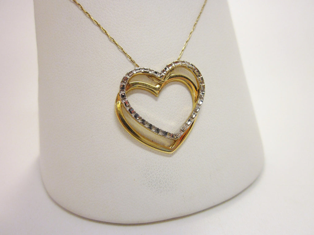 Vintage Michael Anthony 14K Gold Interlocking Hearts Necklace, 20 Inch Chain
