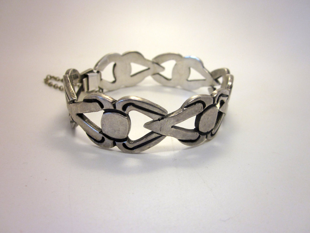 Vintage Jacob de Taxco Sterling Silver Panel Bracelet, Minimalist Openwork