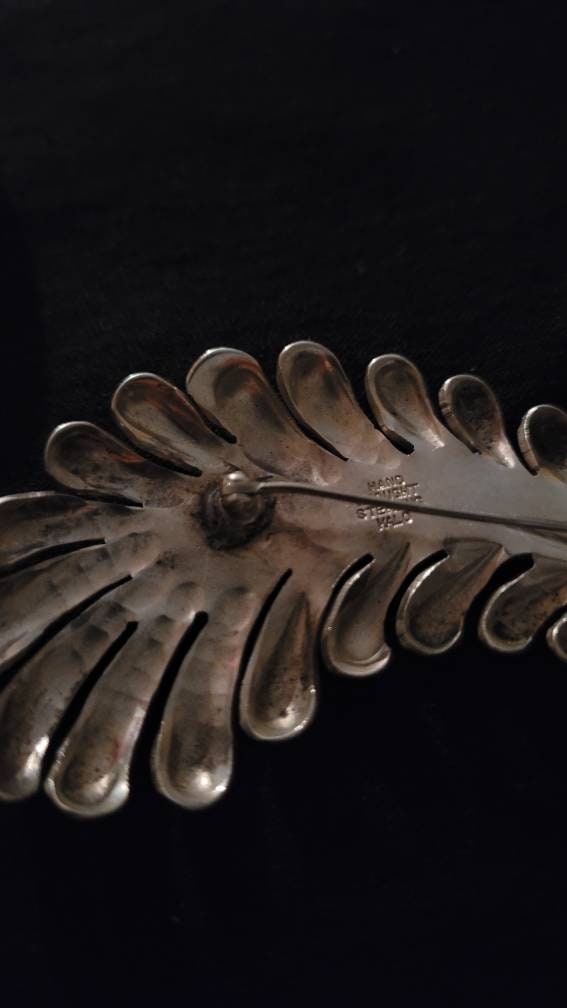 Sterling Kalo Arts and Crafts leaf brooch