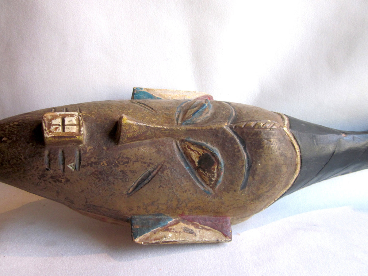 Vintage Baule Portrait Mask, West African Wood Carving, Tribal Art